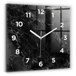 Horloge murale Wallfluent 30x30 cm Avec chiffres Aiguilles blanches Marbre foncé 1 pcs