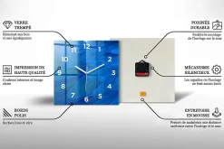 Horloge murale Wallfluent 30x30 cm Avec chiffres Aiguilles blanches Marbre foncé 1 pcs