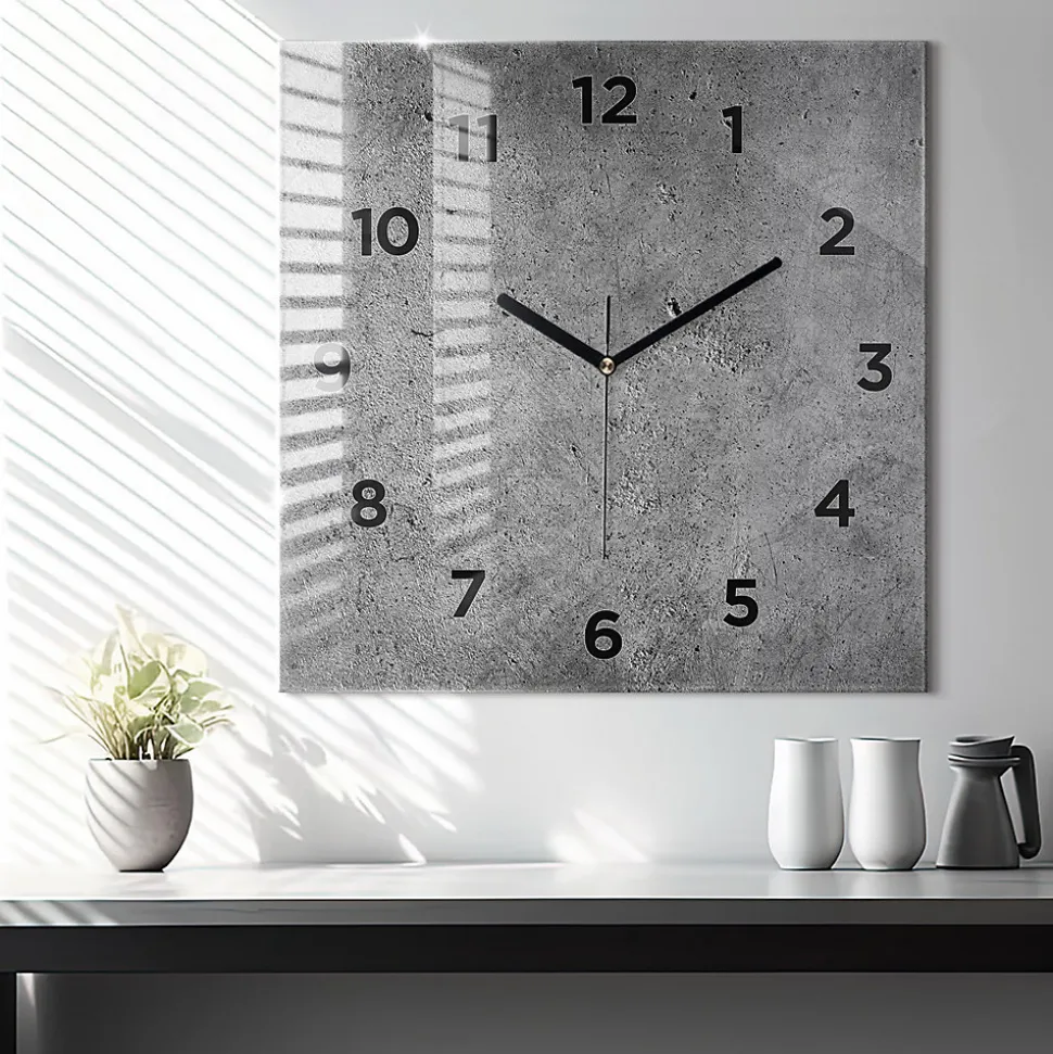 Horloge murale Wallfluent 60x60 cm Avec chiffres Aiguilles noires Mur industriel 1 pcs