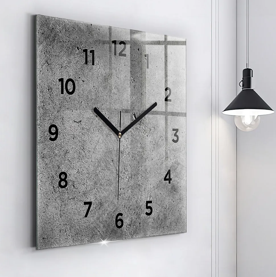 Horloge murale Wallfluent 60x60 cm Avec chiffres Aiguilles noires Mur industriel 1 pcs