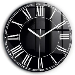 Horloge murale Wallfluent fi60 cm Aiguilles blanches Chiffres romains noirs 1 pcs
