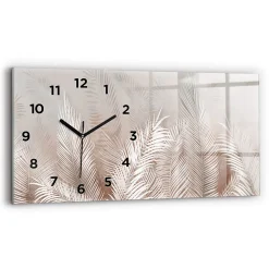 Horloge murale Wallfluent 60x30 cm Avec chiffres Aiguilles noires Feuilles tropicales 1 pcs