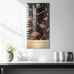 Horloge murale Wallfluent 30x60 cm Avec chiffres Aiguilles blanches Café chaud 1 pcs