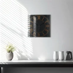 Horloge murale Wallfluent 30x30 cm Aiguilles noires Chiffres romains anciens 1 pcs