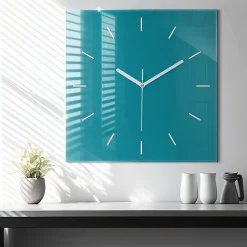 Horloge murale Wallfluent 60x60 cm Aiguilles blanches Bleu turquoise 1 pcs