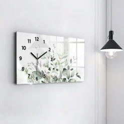 Horloge murale Wallfluent 60x30 cm Avec chiffres Aiguilles noires Feuillage 1 pcs