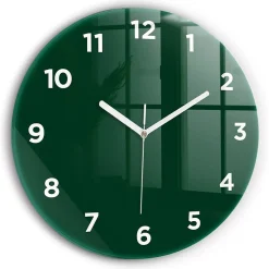 Horloge murale Wallfluent fi30 cm Avec chiffres Aiguilles blanches Vert bouteille 1 pcs