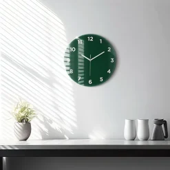 Horloge murale Wallfluent fi30 cm Avec chiffres Aiguilles blanches Vert bouteille 1 pcs