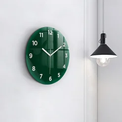 Horloge murale Wallfluent fi30 cm Avec chiffres Aiguilles blanches Vert bouteille 1 pcs