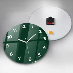 Horloge murale Wallfluent fi30 cm Avec chiffres Aiguilles blanches Vert bouteille 1 pcs