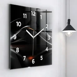 Horloge murale Wallfluent 60x60 cm Avec chiffres Aiguilles blanches Abstraction 1 pcs