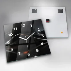 Horloge murale Wallfluent 60x60 cm Avec chiffres Aiguilles blanches Abstraction 1 pcs
