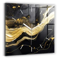 Horloge murale Wallfluent 30x30 cm Aiguilles blanches Marbre doré 1 pcs