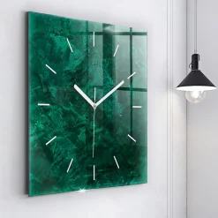 Horloge murale Wallfluent 60x60 cm Aiguilles blanches Mur émeraude 1 pcs