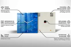 Horloge murale Wallfluent 60x60 cm Aiguilles blanches Mur émeraude 1 pcs