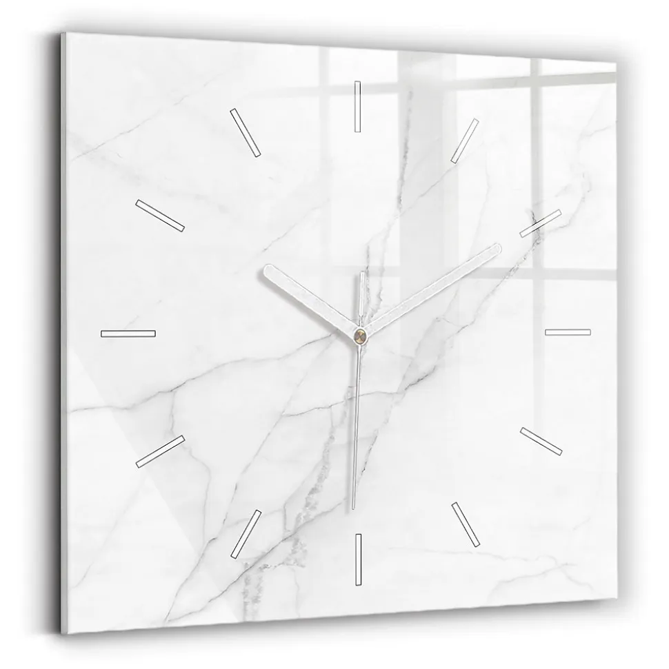Horloge murale Wallfluent 30x30 cm Aiguilles blanches Marbre ornemental 1 pcs