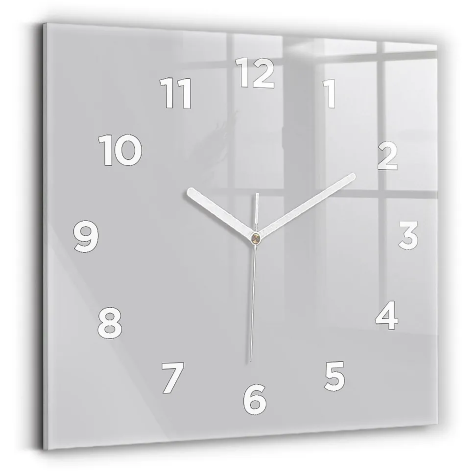 Horloge murale Wallfluent 30x30 cm Avec chiffres Aiguilles blanches Gris clair 1 pcs
