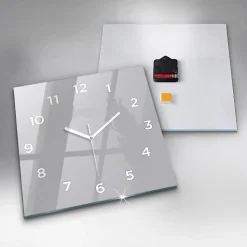 Horloge murale Wallfluent 30x30 cm Avec chiffres Aiguilles blanches Gris clair 1 pcs