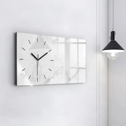 Horloge murale Wallfluent 60x30 cm Aiguilles noires Marbre 1 pcs