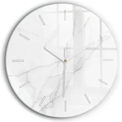 Horloge murale Wallfluent fi60 cm Aiguilles blanches Marbre ornemental 1 pcs