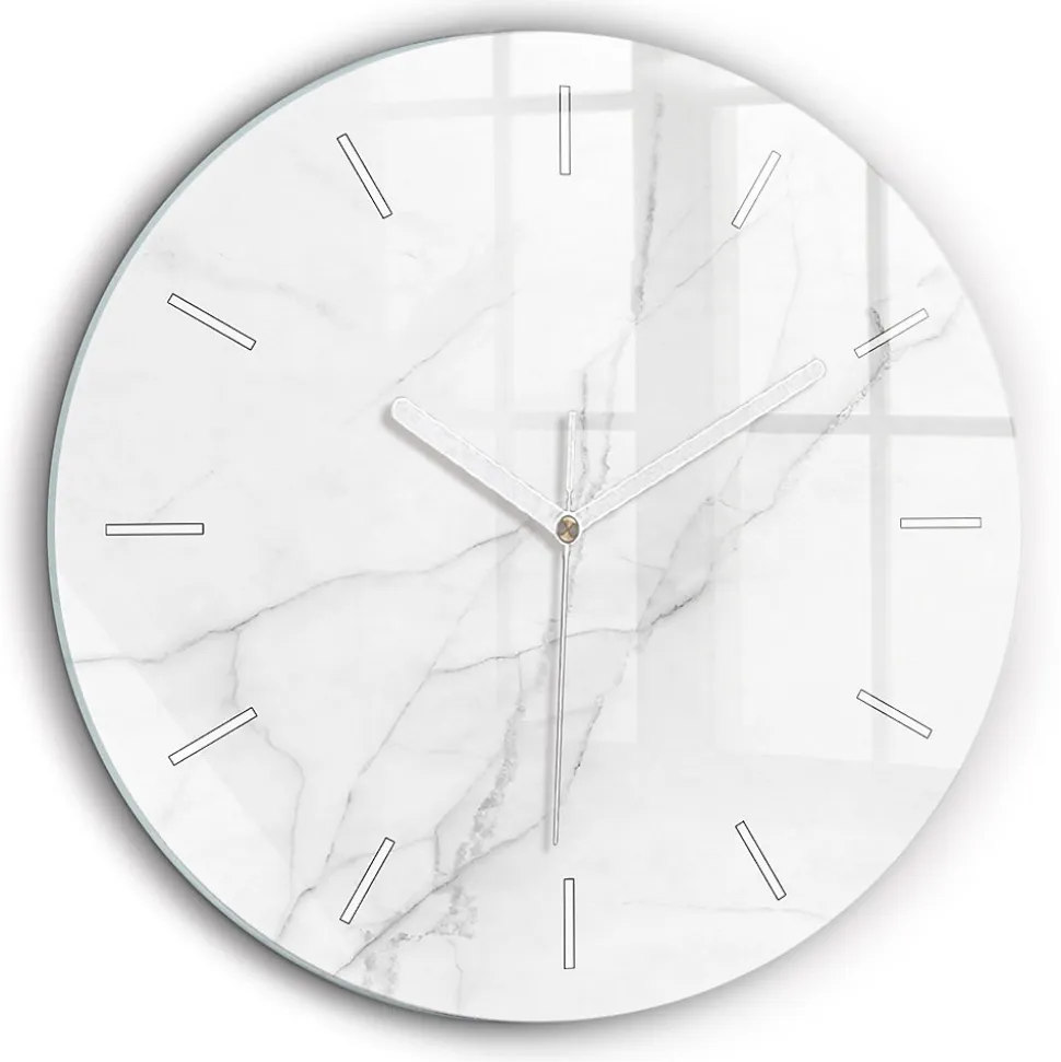 Horloge murale Wallfluent fi60 cm Aiguilles blanches Marbre ornemental 1 pcs