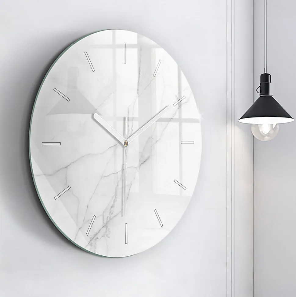 Horloge murale Wallfluent fi60 cm Aiguilles blanches Marbre ornemental 1 pcs