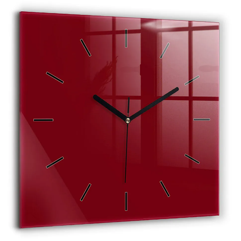 Horloge murale Wallfluent 60x60 cm Aiguilles noires Bordeaux 1 pcs