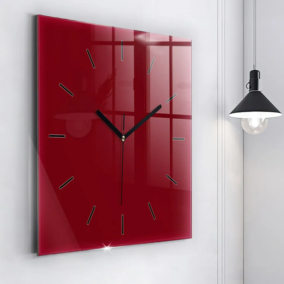 Horloge murale Wallfluent 60x60 cm Aiguilles noires Bordeaux 1 pcs
