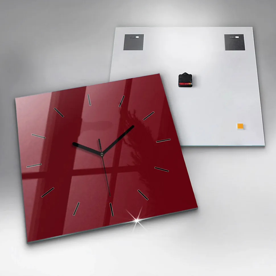 Horloge murale Wallfluent 60x60 cm Aiguilles noires Bordeaux 1 pcs