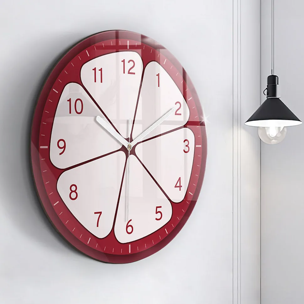 Horloge murale Wallfluent fi60 cm Aiguilles blanches Fruit coupé 1 pcs