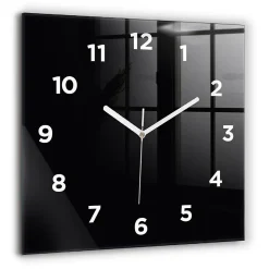 Horloge murale Wallfluent 60x60 cm Avec chiffres Aiguilles blanches Noir 1 pcs