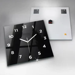 Horloge murale Wallfluent 60x60 cm Avec chiffres Aiguilles blanches Noir 1 pcs