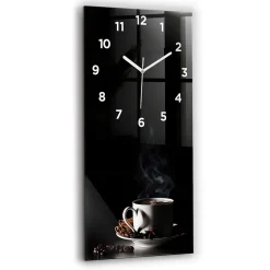 Horloge murale Wallfluent 30x60 cm Avec chiffres Aiguilles blanches Tasse de café 1 pcs