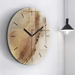 Horloge murale Wallfluent fi60 cm Aiguilles noires Art moderne beige 1 pcs