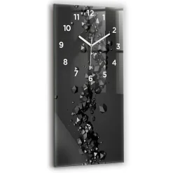 Horloge murale Wallfluent 30x60 cm Avec chiffres Aiguilles blanches Abstraction noire 1 pcs