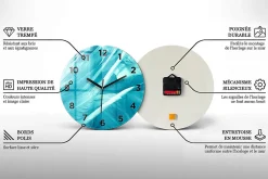 Horloge murale Wallfluent fi30 cm Avec chiffres Aiguilles noires Lumière abstraite 1 pcs
