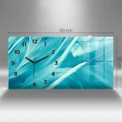 Horloge murale Wallfluent 60x30 cm Avec chiffres Aiguilles noires Marbre doré 1 pcs