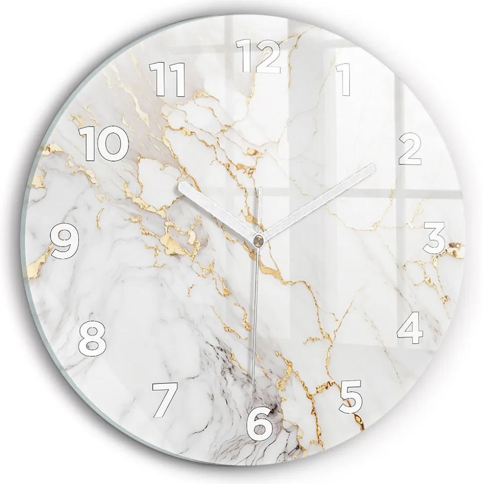 Horloge murale Wallfluent fi30 cm Avec chiffres Aiguilles blanches Marbre décoratif 1 pcs