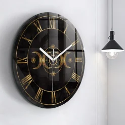 Horloge murale Wallfluent fi60 cm Aiguilles blanches Chiffres romains dorés 1 pcs