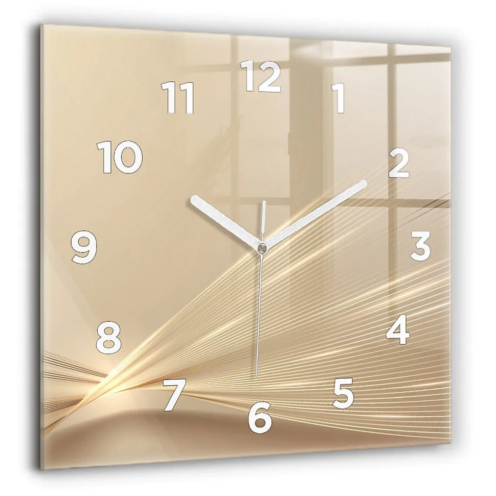 Horloge murale Wallfluent 60x60 cm Avec chiffres Aiguilles blanches Lumière abstraite 1 pcs