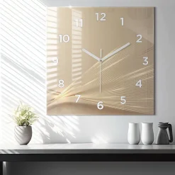 Horloge murale Wallfluent 60x60 cm Avec chiffres Aiguilles blanches Lumière abstraite 1 pcs