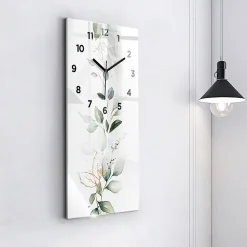 Horloge murale Wallfluent 30x60 cm Avec chiffres Aiguilles noires Abstraction feuillage 1 pcs