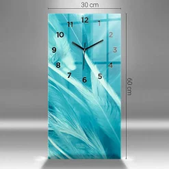Horloge murale Wallfluent 30x60 cm Avec chiffres Aiguilles noires Abstraction feuillage 1 pcs
