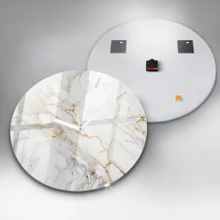 Horloge murale Wallfluent fi60 cm Aiguilles blanches Marbre décoratif 1 pcs