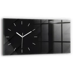 Horloge murale Wallfluent 60x30 cm Aiguilles blanches Motif mur sombre 1 pcs