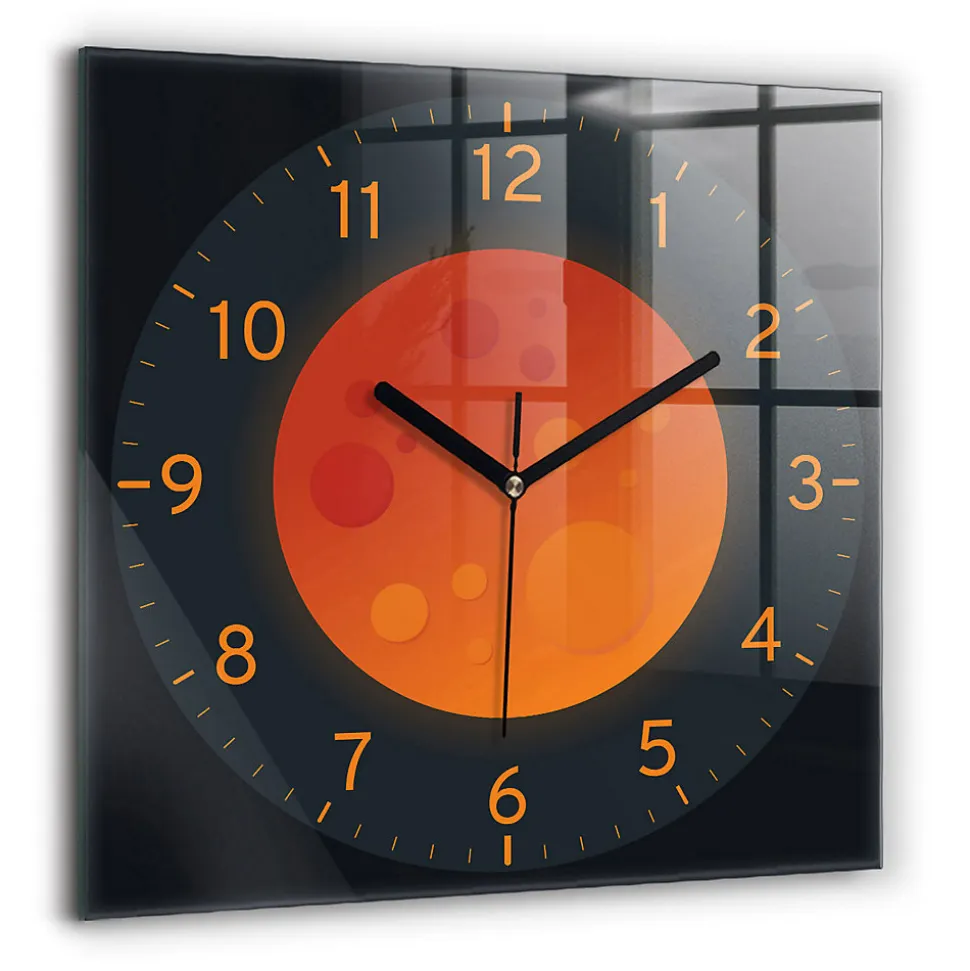 Horloge murale Wallfluent 60x60 cm Aiguilles noires Lune pleine 1 pcs