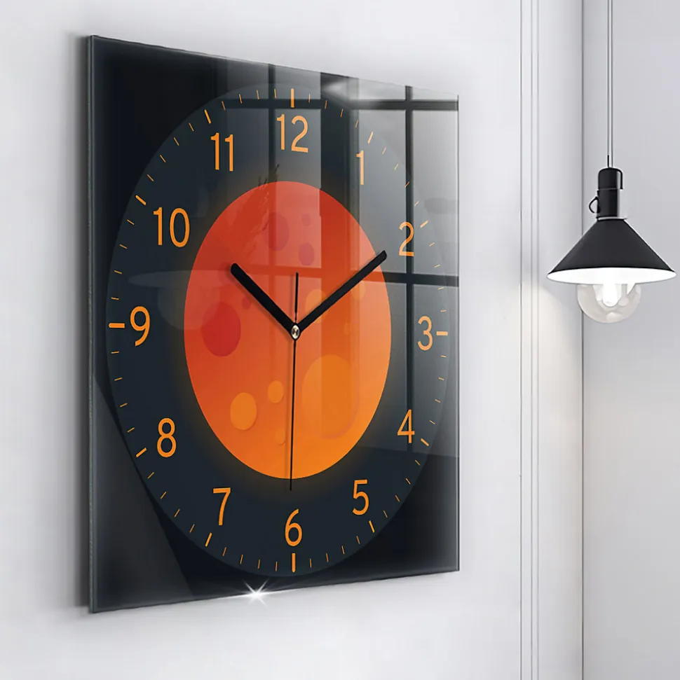 Horloge murale Wallfluent 60x60 cm Aiguilles noires Lune pleine 1 pcs
