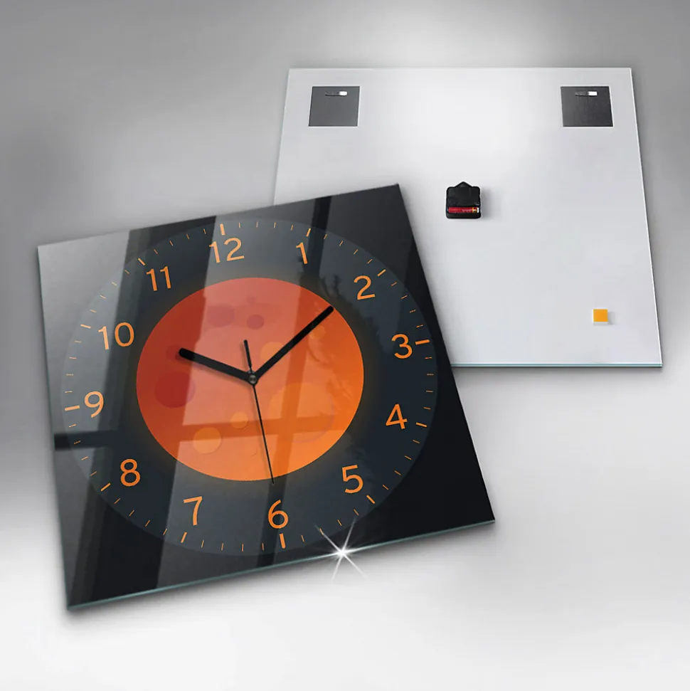 Horloge murale Wallfluent 60x60 cm Aiguilles noires Lune pleine 1 pcs
