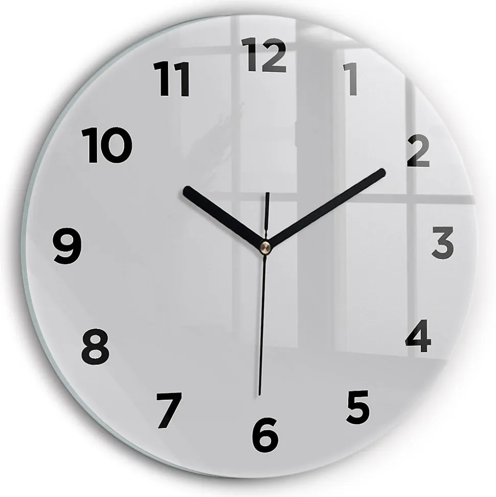 Horloge murale Wallfluent fi30 cm Avec chiffres Aiguilles noires Gris clair 1 pcs
