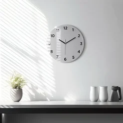 Horloge murale Wallfluent fi30 cm Avec chiffres Aiguilles noires Gris clair 1 pcs